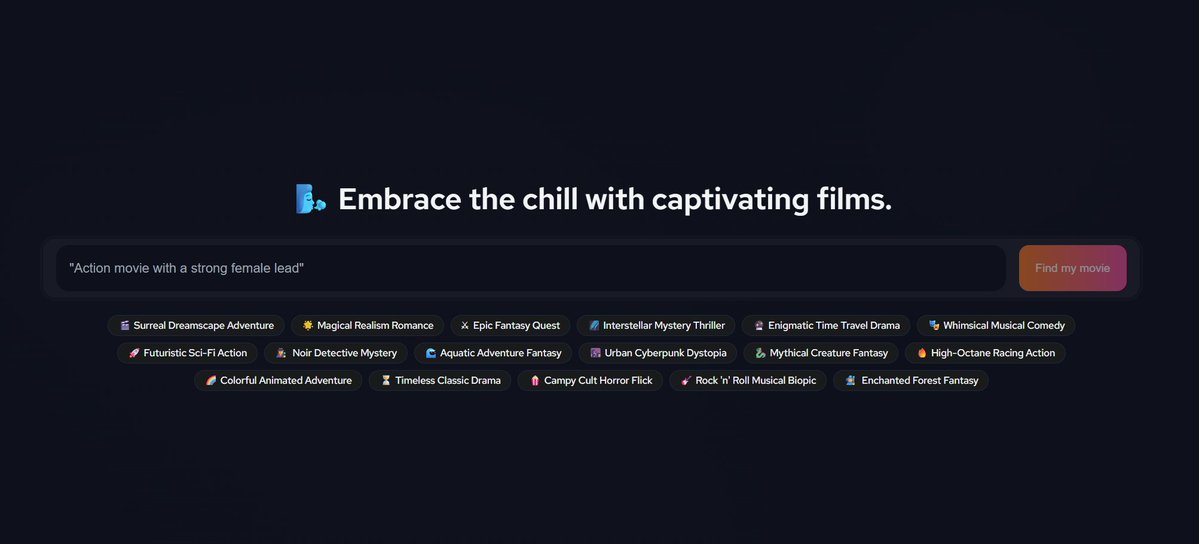 Feature update: Dynamic Vibe Banners 💬

Your homepage movie vibe banner now adapts to your moment and weather.

☀️ Sunny morning?  Expect a bright, breezy tone.
🌧️ Rainy evening?  Something mellow awaits.
🌙 Late night?  You’ll see a sleepy vibe.

This is just the beginning of