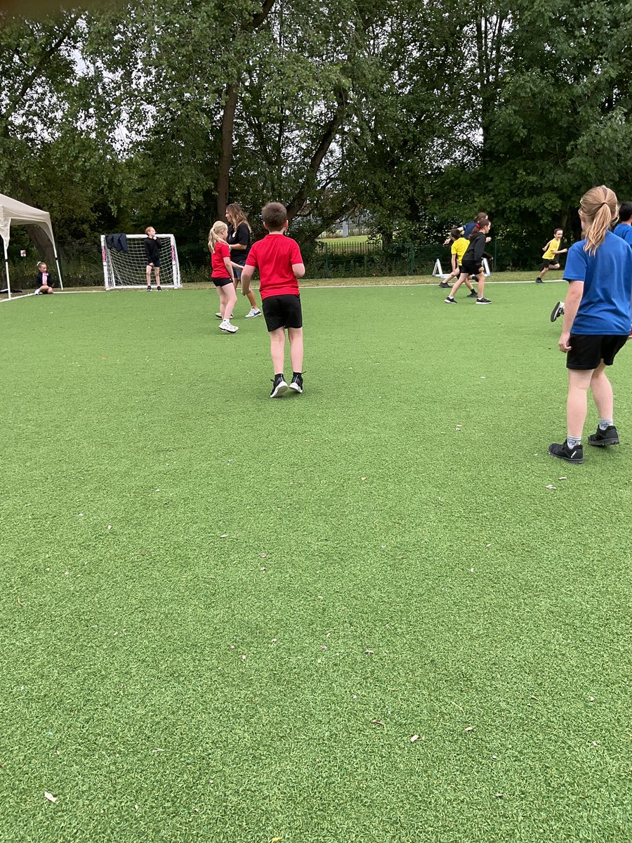 We have been playing rounders today in much cooler circumstances! We also warmed up playing tag.