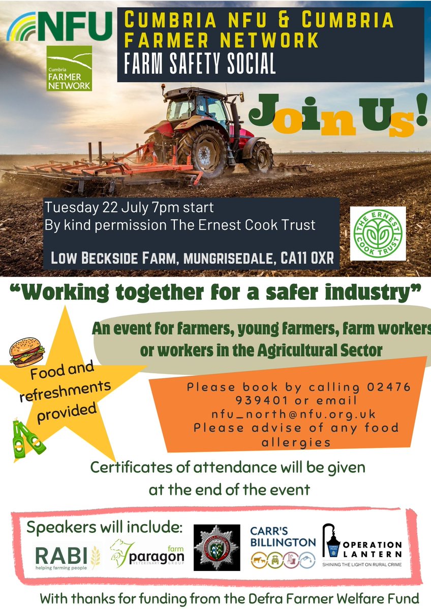 nfunorth's tweet image. Cumbria members ๐ฃ
Thereโs still time to join us at the NFU Cumbria and Cumbria Farmer Network farm safety social in Mungrisedale next Tuesday!
More details โฌ๏ธโฌ๏ธโฌ๏ธ
To register, visit: bit.ly/46KyTlt
Alternatively, ๐ 02476 939401 or ๐ง nfu_north@nfu.org.uk