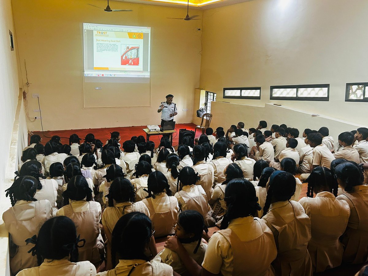 “PROJECT TRUST” Officers of Traffic Cell Curchorem during Road Safety Awareness Campaign at Miracles High School, Curchorem, educated students about  walking  on footpaths , road crossing, traffic signage’s etc and appealed to be future Ambassadors of Road safety