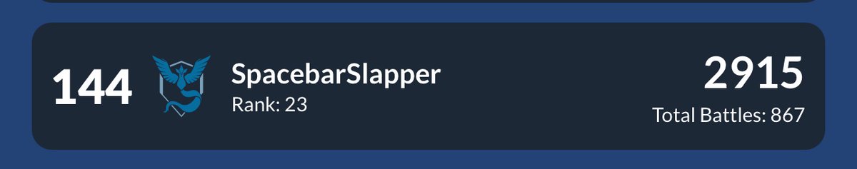 Space6bar's tweet photo. Rank 144 on GBL leaderboard this season LFG https://t.co/8y86z7WPQB