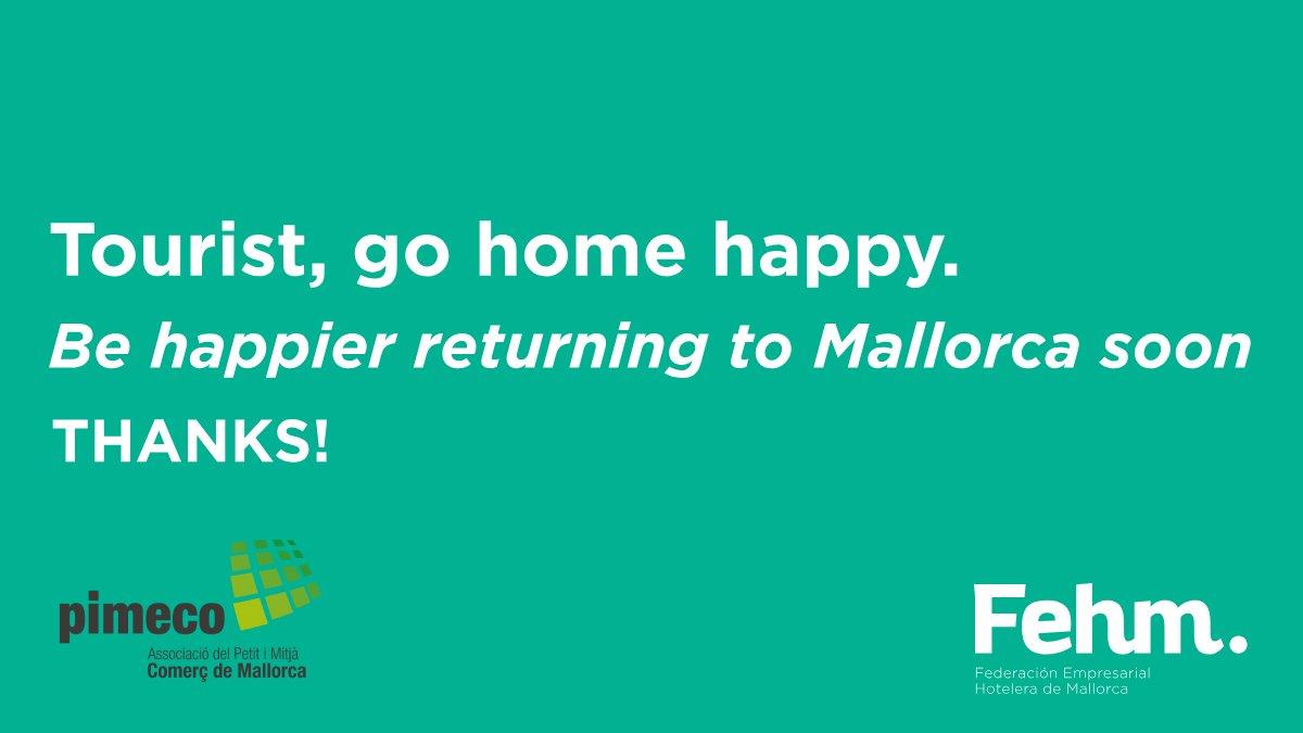 A PIMECO defensam un turisme que respecti el territori, la cultura i impulsi el comerç local.

Ens sumam a la campanya de <a href="/fehmallorca/">FEHM</a> per un turisme ben gestionat, clau per al futur de Mallorca i del petit comerç. 💚

#TurismeResponsable #PIMECO #ComerçLocal