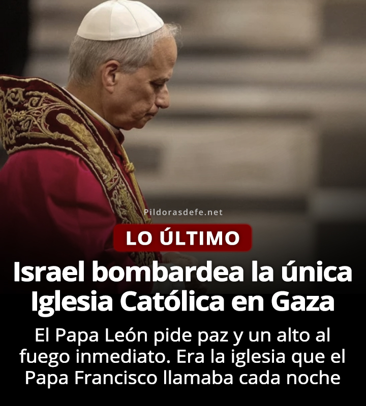Pildorasdefe's tweet photo. 🚨 LO ÚLTIMO, Gaza, 17/07/25 | El Ejército de Israel bombardea la única Iglesia Católica en Gaza, la iglesia de la Sagrada Familia, la que el Papa Francisco llamaba cada noche y saludaba a todos los refugiados.

El Papa León XIV, ha pedido un alto al fuego inmediato, diálogo y paz en la región de Gaza.

En un telegrama firmado por el cardenal secretario de Estado, Parolin, León XIV se declara profundamente entristecido por el ataque perpetrado hoy contra la parroquia de la Sagrada Familia en Gaza, según informa Vatican News.

Así se lee en un telegrama firmado por el cardenal Secretario de Estado, Pietro Parolin, tras el ataque militar israelí de hoy contra la iglesia católica de la Sagrada Familia en Gaza.

El ataque ha causado muertos y varios heridos, entre ellos el párroco Gabriel Romanelli, que ha resultado levemente herido en una pierna y ha sido atendido rápidamente en el hospital local Al-Ahli de la ciudad de Gaza.

De acuerdo con reportes de la agencia EFE la cifra fatal es de cuatro (4) personas fallecidas, y el total de heridos es de siete (7), entre ellos el párroco Gabriel Romanelli.

El Papa León XIV se dirige precisamente al padre Romanelli en el telegrama, en el que dice estar "profundamente entristecido" por este ataque a la parroquia, que desde el comienzo de la guerra ha dado refugio a más de 500 personas que huían.

El Santo Padre León, confía las almas de los difuntos a la amorosa misericordia de Dios Todopoderoso, y asegura su cercanía espiritual a toda la comunidad, y sus oraciones por el consuelo de los que están de luto y por la curación de los heridos.