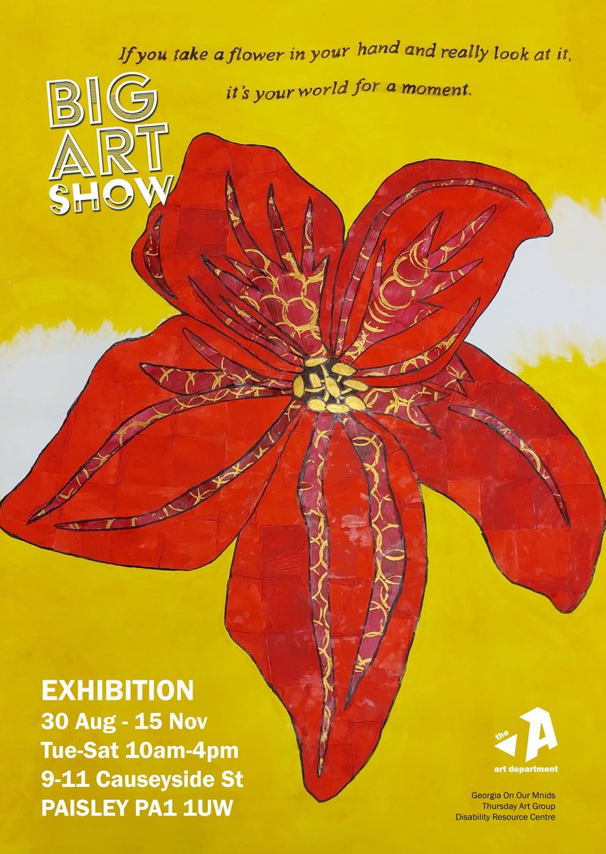 Gatekeeper Art (@gatekeeper_art) on Twitter photo Thank you Big Art Show ...we are totally made up that our mixed media artwork of a red Amaryllis lily has been chosen as the display poster for the 2025 exhibition...we are thrilled...!
<a href="/bigartshow/">BIG ART SHOW, Paisley</a> <a href="/artdeptpaisley/">The Art Department, Paisley Ltd</a> Thank you Big Art Show ...we are totally made up that our mixed media artwork of a red Amaryllis lily has been chosen as the display poster for the 2025 exhibition...we are thrilled...!
<a href="/bigartshow/">BIG ART SHOW, Paisley</a> <a href="/artdeptpaisley/">The Art Department, Paisley Ltd</a>