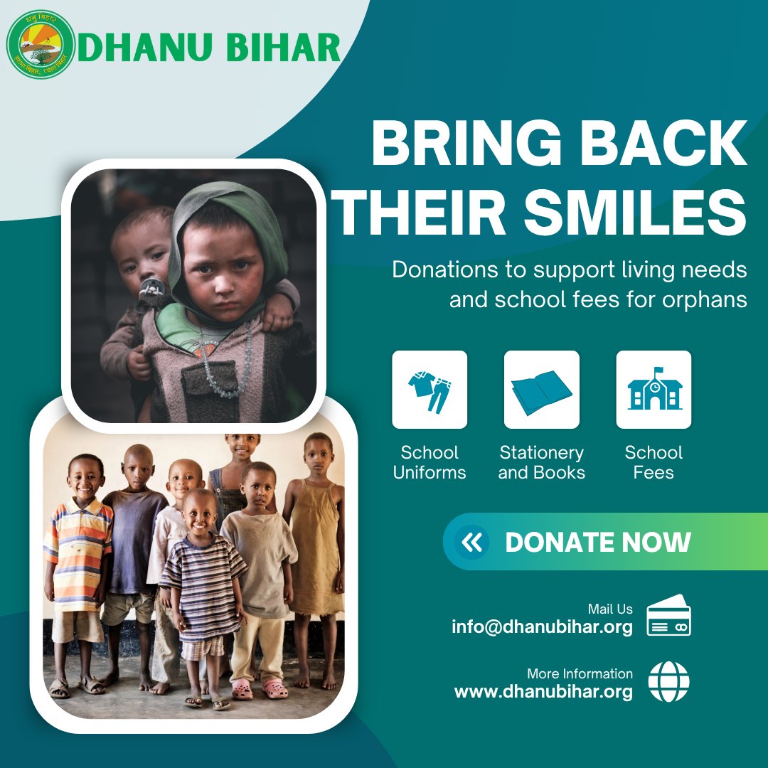 😊 Bring Back Their Smiles 💛

Every child deserves a chance to dream, learn, and grow.

📲 Contact us to support this cause.
Visit: dhanubihar.org

#DhanuBiharTrust #BringBackTheirSmiles #SupportOrphans #EducationForAll #DonateNow #BeTheHope #EmpowerChildren