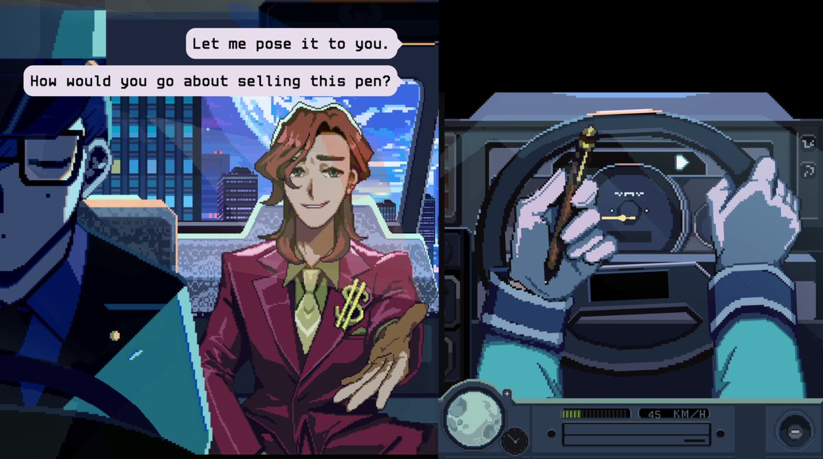 KENKOU_LAND's tweet image. 🎉Happy Announcement🎉
We have received the English translation demo of #TIMEMOON!
You can play the English version of TIMEMOON at #BitSummit13th 🚕🌕
The translation work for the demo version was done by Fruitbat Factory🦇Thank you very much!✨