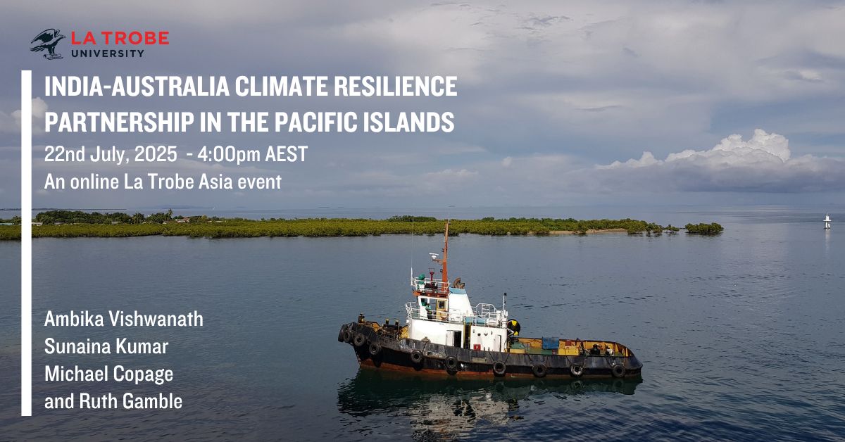 Kubernein's tweet image. Sign Up Now! 👇
📅22nd July, 11.30AM IST / 4PM AEST
🔗 lnkd.in/dbVHsXnU
@theidlethinker launches the 14th issue of the La Trobe Asia Brief + her first policy brief from her DFAT fellowship & discusses 🇮🇳-🇦🇺’s bilateral ties & climate resilience partnership opportunities in…