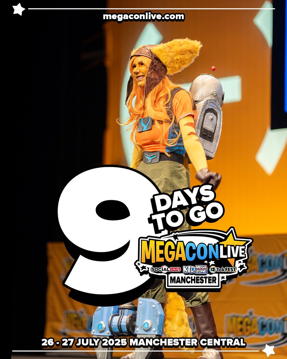 megaconlive's tweet image. 9 days to go!! We're down to the single digits 👀
Do you have your tickets yet?! 🤔 Join us for MegaCon Live at Manchester Central 26-27 July! Get your tickets before it's too late at megaconlive.com ⭐