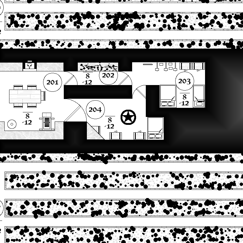 ZathrasAdventur's tweet image. #dungeon24 #Day204 The floor is littered with chips from a large limestone block in the center of the floor. In one corner is a limestone desk with hammers and chisels, and a pair of old wooden chests nearby. Hidden in an alcove is a hide covered bed. zathras.wikidot.com/dailydungeon
