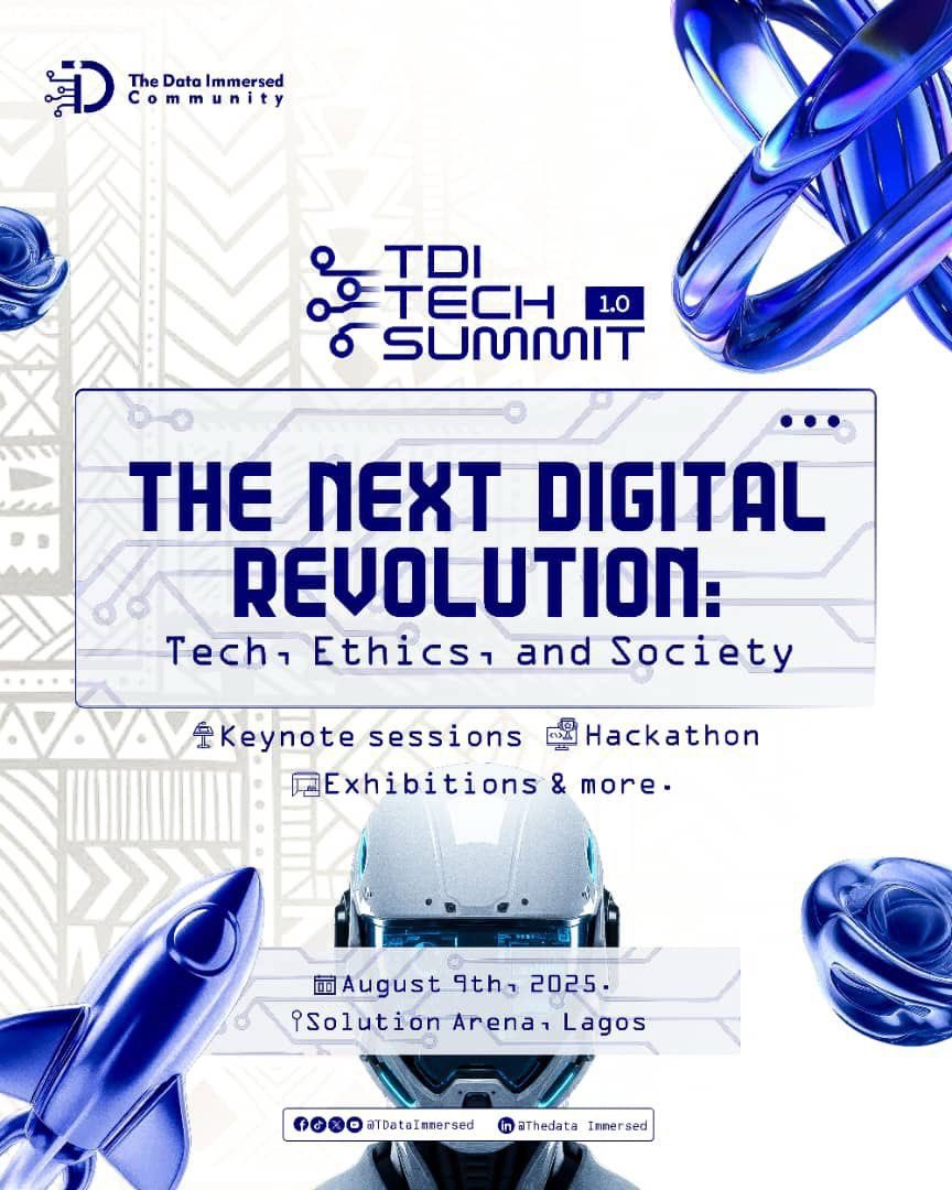 Prospy77723566's tweet image. @TDataImmersed  Tech summit happening live in Lagos. This is not your regular tech event.

This is a great opportunity to network with other tech professionals and learn more about Tech. 

Tell a friend to tell a friend 

#Tech  #TDataImmersed