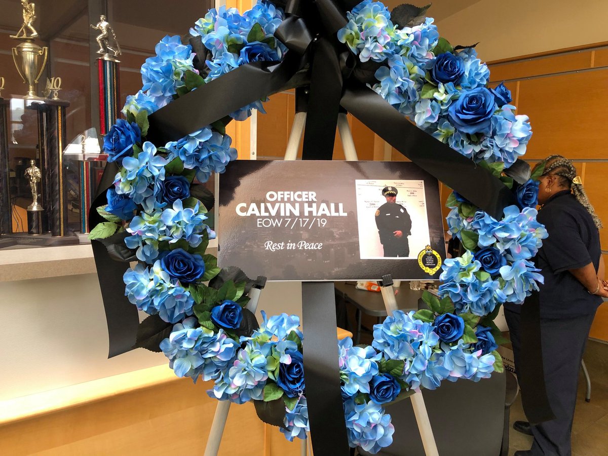 PghPolice's tweet image. On this day, we remember our brother and friend, Pittsburgh Police Officer Calvin Hall, who lost his life on July 17, 2019.
His words "Time for me to make a difference" are written outside the Officer Calvin M. Hall Public Safety Center where he worked and for which it is named.
