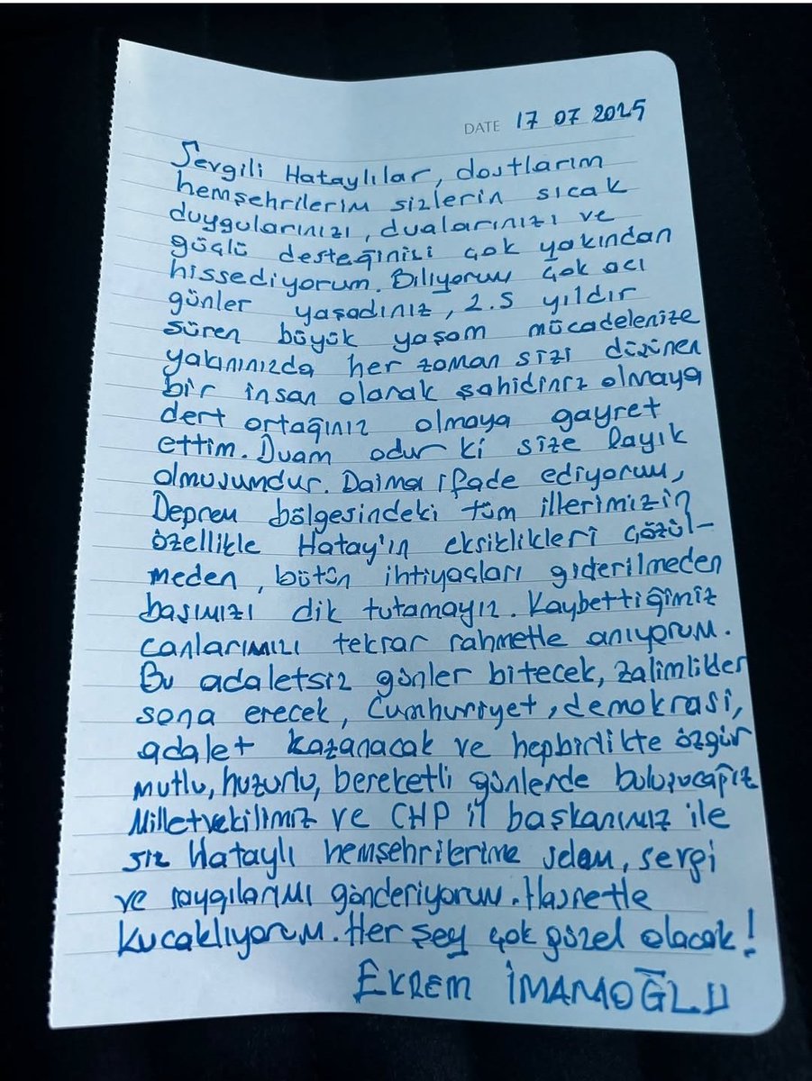 Ekrem Başkan'ın Hatay'a Hatay'lılara mektup'u❤ #hatay <a href="/ekrem_imamoglu/">Ekrem İmamoğlu</a> Hatay İskenderun'dan kocaman sevgiler