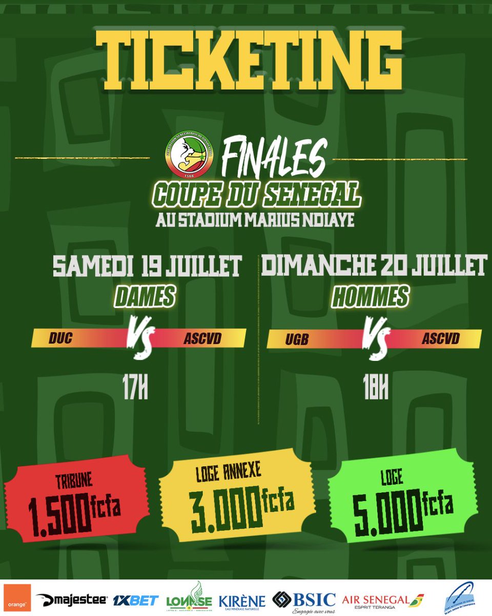 FSBBOFFICIEL's tweet image. FINALE COUPE DU SÉNÉGAL DAMES 🇸🇳
🏆DU PRÉSIDENT DE L'ASSEMBLÉE NATIONALE M. ELHADJI MALICK NDIAYE.
📆SAMEDI 19 JUILLET 2025
📍STADIUM MARIUS NDIAYE
⌚️1️⃣7️⃣H0️⃣0️⃣
🔜 DUC -- ASVD
RENDEZ-VOUS EST PRIS AU STADIUM MARIUS NDIAYE 🔥🏆🇸🇳🔥🏆🇸🇳🇸🇳
#basketball #Senegal #fsbb