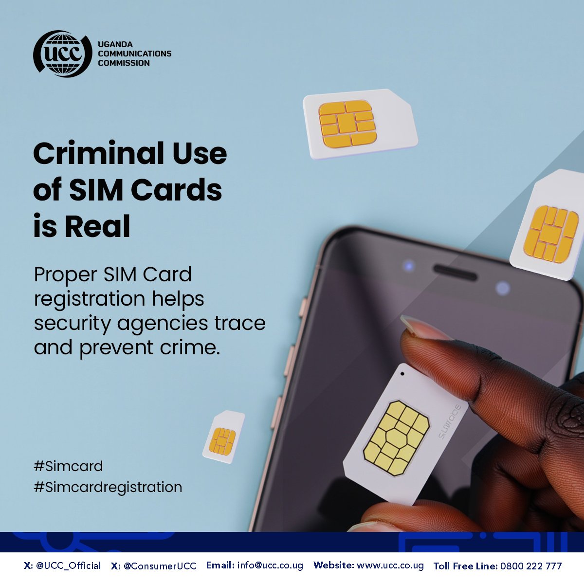 UCC_Official's tweet photo. It’s not just about getting that data bundle, Proper SIM card registration = safer internet, safer for you.
Register it. Use it right. #Simcardregisteration #ProtectOurNetwork #SimcardAwareness
@UCC_ED @ConsumerUCC @UgCERT @bbossa