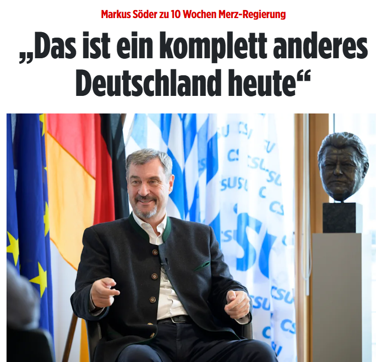 Welche Drogen muss man denn genommen haben #Söder, um zu diesem Schluss zu kommen? Bräsige Anspruchslosigkeit in der Tat und im Intellekt. Ein Wunder dass #Strauß nicht vom Sockel fällt. D ist linker denn je, während wirtschaftlich und gesellschaftlich alles den Bach runter geht