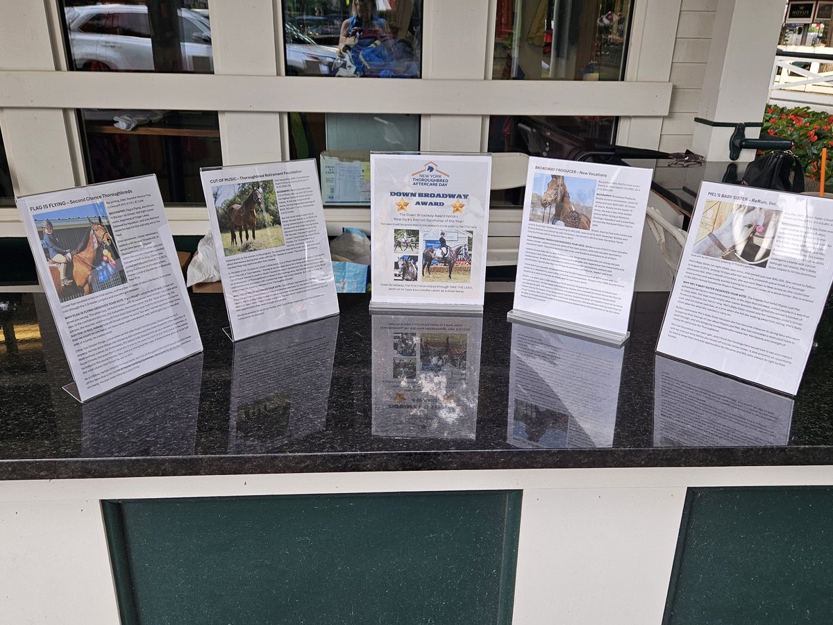 NewYorkTHA's tweet image. Who will win the Down Broadway Award for New York's Retired Racehorse of the Year? The winner will be announced before the first race at Saratoga Race Course today. Join us for the fifth annual Aftercare Day! @TheNYRA @NewVocations @lisaky72 @TAKE2Tbreds @trfinc @SecondChanceTBs