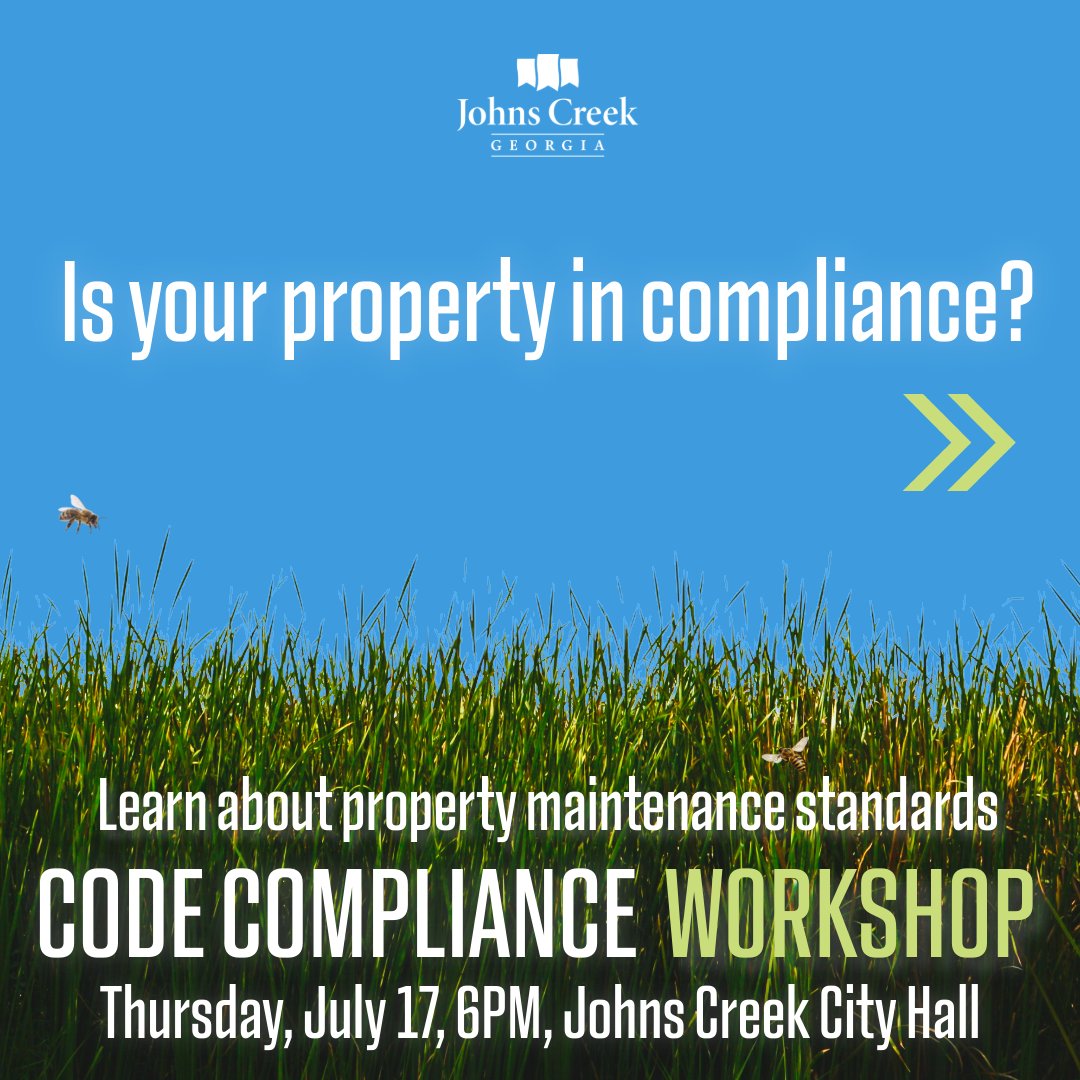 Tonight: Plan to attend the City's free Code Compliance Workshop and get your common questions answered.

🗓️ Thursday July 17
⏰ 6 p.m.
📍City Hall, 11360 Lakefield Drive
 bit.ly/44uUTOx