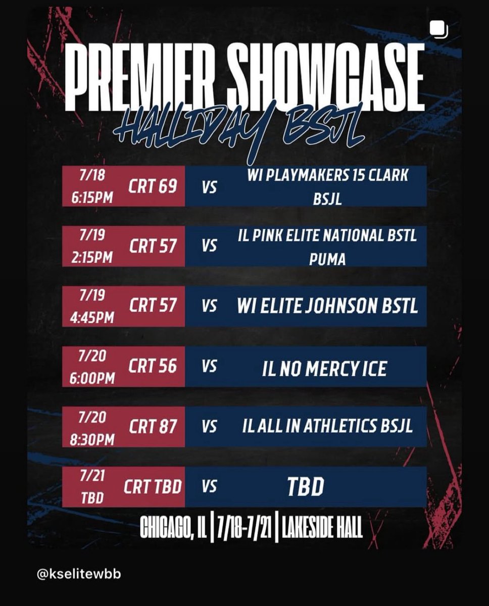Come check us out in Chicago!!!!  
<a href="/KansasEliteWBB/">Kansas Elite WBB</a> <a href="/McGownErin/">Erin McGown</a> <a href="/Coach_dpaul/">Dwayne Paul</a>