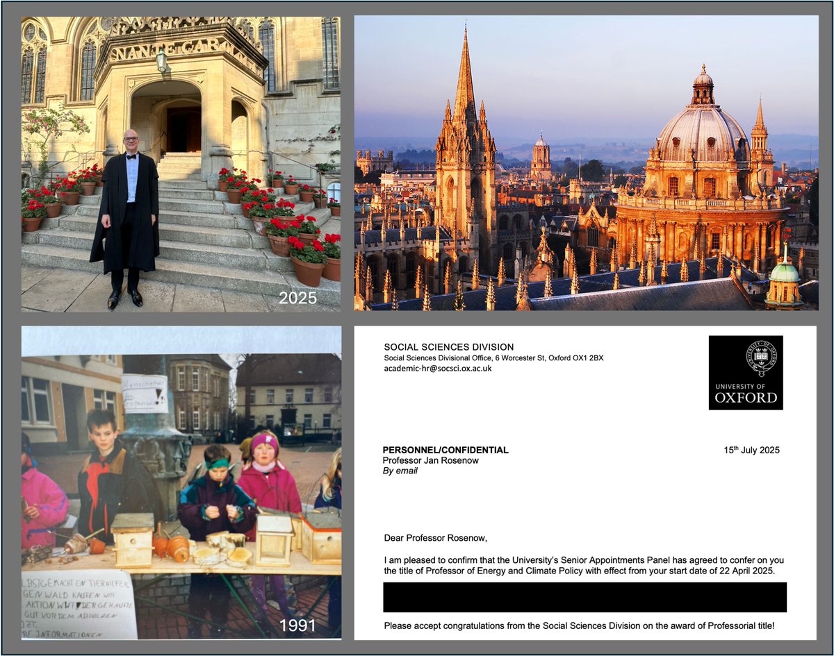 Jan Rosenow (@janrosenow) on Twitter photo Some truly amazing news: I've been appointed full Professor of Energy & Climate Policy <a href="/UniofOxford/">University of Oxford</a>
Honestly have to pinch myself. It's been a non-traditional path to academia & it feels like things have come full circle from starting an enviro group as a kid in the late 1980s. Some truly amazing news: I've been appointed full Professor of Energy & Climate Policy <a href="/UniofOxford/">University of Oxford</a>
Honestly have to pinch myself. It's been a non-traditional path to academia & it feels like things have come full circle from starting an enviro group as a kid in the late 1980s.