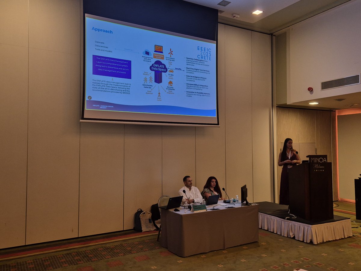 #MariaFotopoulou honoured to have chaired the 'Power Systems with Distributed Energy Resources and Storage Integration – Horizon Project Panel Session' at #EEEIC2025 in Chania, Crete.
She presented the #ENFLATE project

Interested in #ENFLATE? Visit: enflate.eu