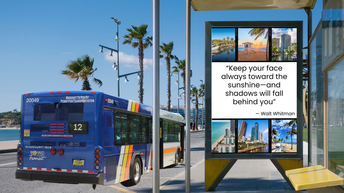 BrowardTransit's tweet image. “Keep your face always toward the sunshine—and shadows will fall behind you.”
— Walt Whitman

#BCT #MondayMotivation
#BrowardTransit #PublicTransportation #PublicTransport #PublicTransit #BrowardCountyTransit