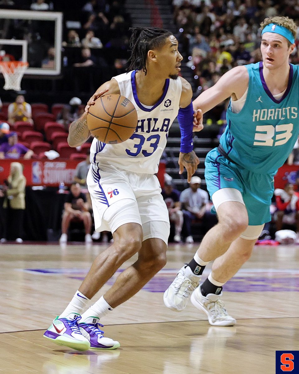 Cuse_MBB's tweet image. Judah Mintz scored 14 points and dished out 4 assists in 25 minutes in the @sixers win on Wednesday.
In four games of NBA Summer League action in Vegas, Mintz is averaging 12.5 points and 4.0 assists.
#CuseFamily 🍊