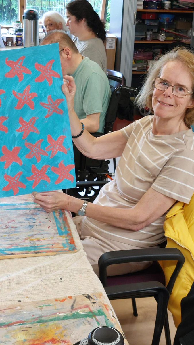 The Thursday Art Group at the one and only Disability Resource Centre were continuing with creating hand made wallpaper swatches, finishing off some collagraph printing and preparing to have a go at styrofoam printing more of that next week.who knew printing could be so much fun!