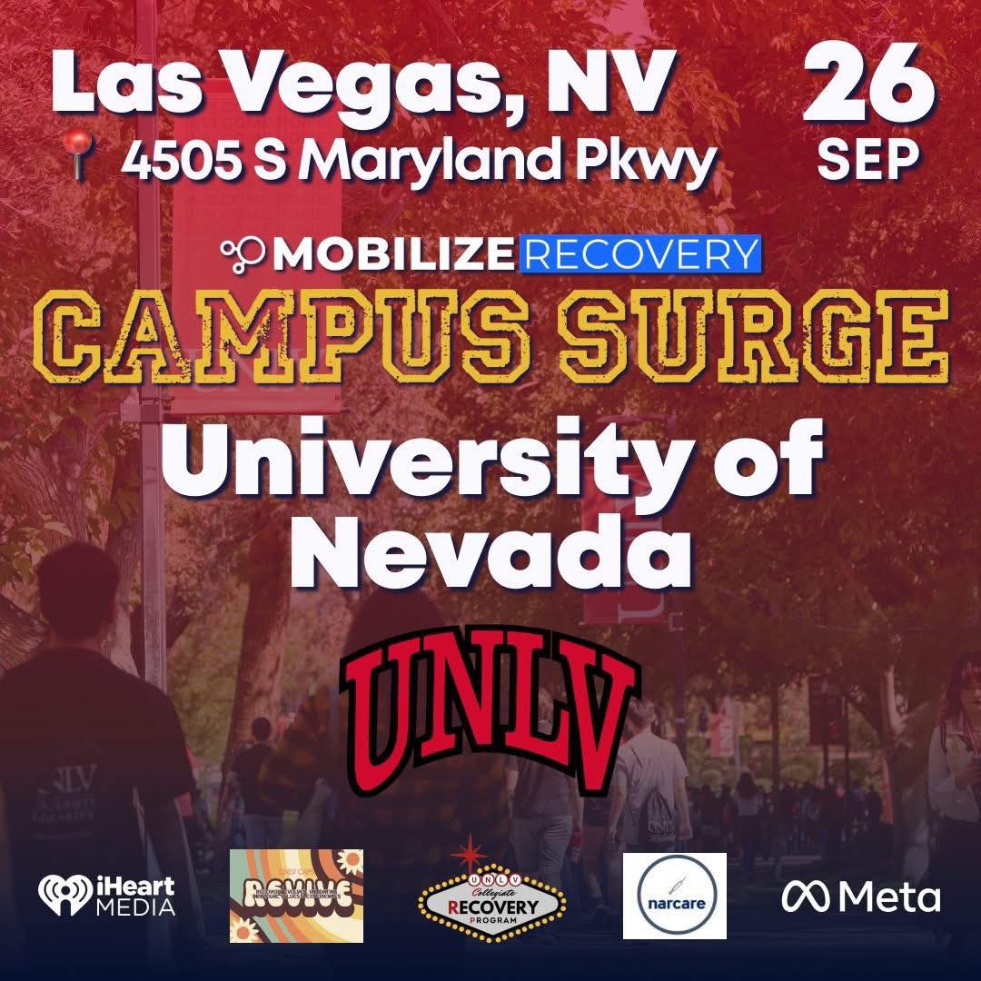RyanForRecovery's tweet image. UNLV, we are coming to you!
We’re bringing Mobilize Recovery’s Campus Surge 2025 to UNLV on Friday, September 26th, and trust us, you don’t want to miss this.
Join us for student empowerment, leadership, and recovery. You’ll get access to life-saving Narcan and fentanyl test…