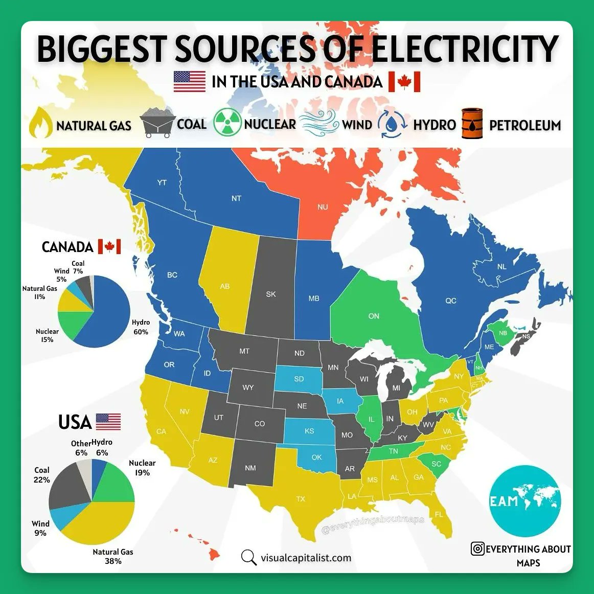 auteurcryptique's tweet image. le plus surprenant dans cette image, c'est que des états américains aient l'éolien comme principale source d'électricité.