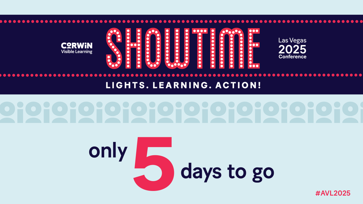 CorwinPress's tweet image. Only 5 days until the Annual Visible Learning Conference! Get ready to explore “Showtime: Lights, Learning, and ACTION!” through inspiring keynotes, actionable insights, and groundbreaking research. Will you be joining us? 🔗 ow.ly/cbyh50VOWuV
#AVL2025 #visiblelearning #k12