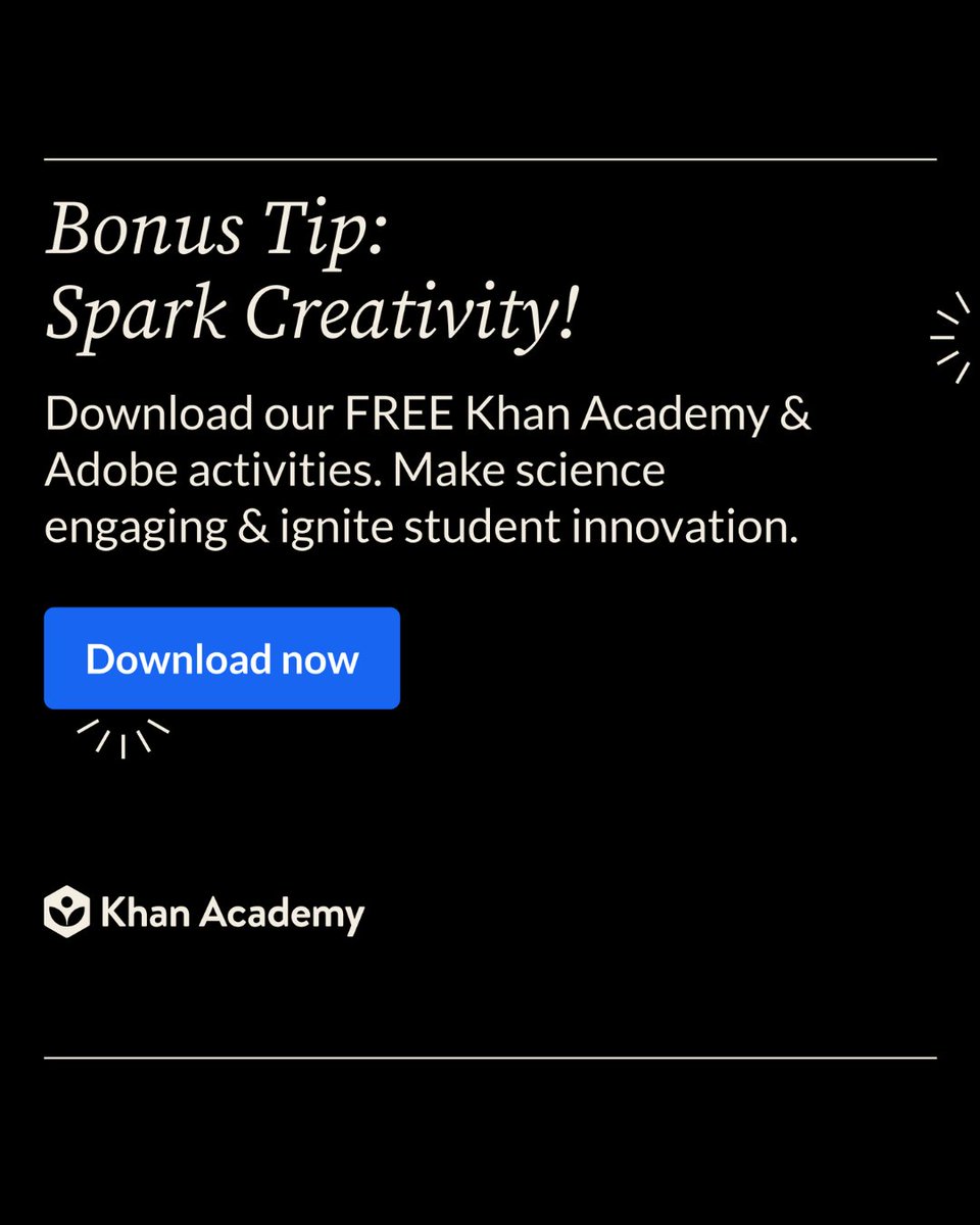 khanacademy's tweet image. 📥 Get them here: blog.khanacademy.org/free-science-a…
Made possible by the Adobe Foundation 💙