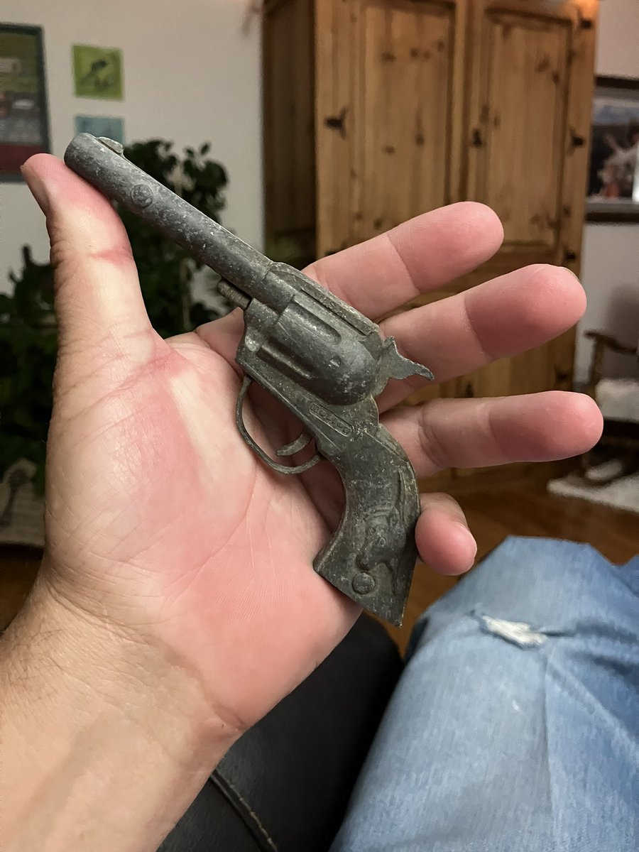 yearlins's tweet image. The things we find on the prairie… Harley Bull-Handled cap gun from the 1930’s