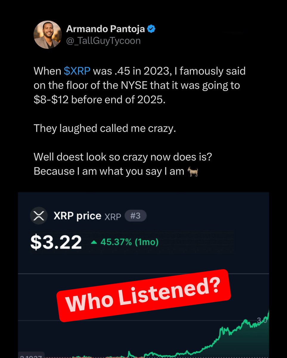 _TallGuyTycoon's tweet image. When $XRP broke $2.98 it instantly went to all time highs and is now in price discovery! We most def will see $4 soon.
Then $6.37
Then $8.12
All in 2025.