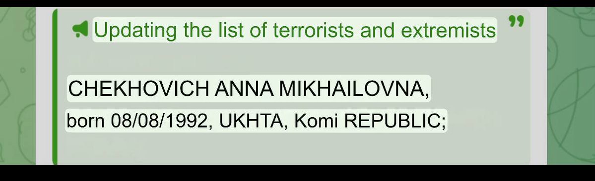 AnyaChekhovich's tweet image. Just got my official ‘terrorist’ badge from the Russian government. I’m glad that my work hasn’t gone unnoticed.