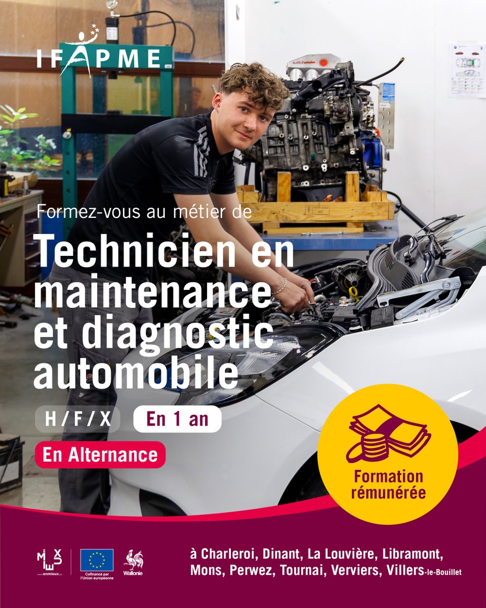 Devenez Technicien ou Technicienne en maintenance et diagnostique automobile en vous formant avec l’IFAPME, un métier idéal pour tous les fans de moteur et avec de belles perspectives d’avenir !

 Envie d'une nouvelle aventure ? Plus d’infos ici ⬇︎
ifapme.be/formations/coo…