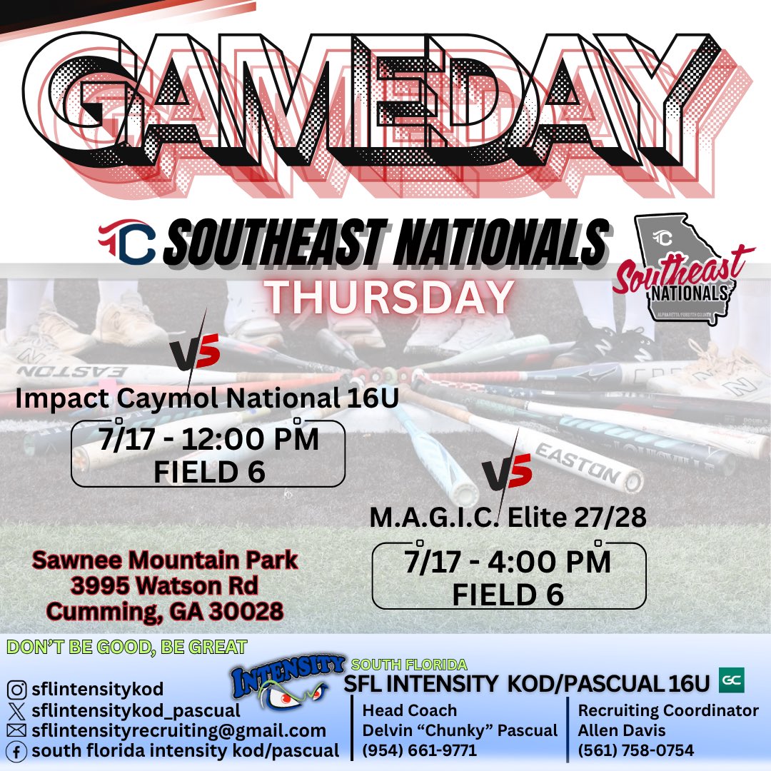 Don’t miss all the action as we hit the field 
@ 12 vs Impact Caymol Nat’l @ 4 vs MAGIC Elite
See you there.