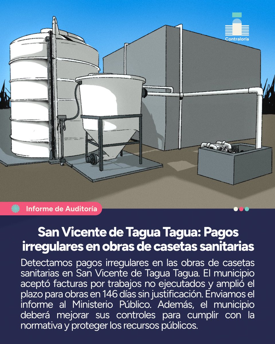 Contraloriacl's tweet image. 📒INFORME DE AUDITORÍA | Detectamos pagos irregulares en obras de casetas sanitarias para San Vicente de Tagua Tagua.

La nota acá 👉🏼 bit.ly/3IwhDGF