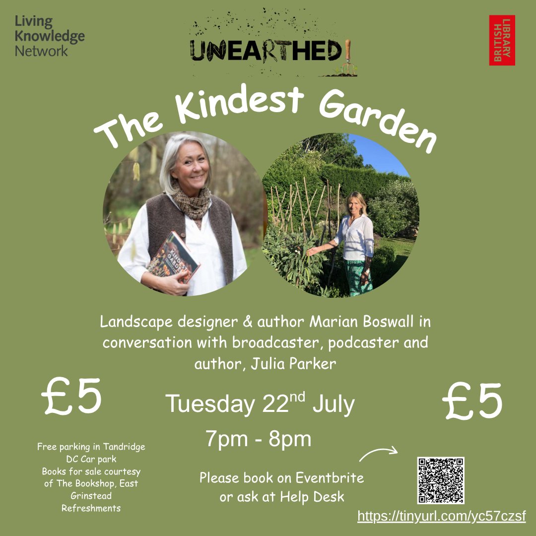 OxtedLibrary's tweet image. Join us at Oxted Library where we'll learn from Marian Boswall and Julia Parker how we can change the world from our back gardens. Tickets still available at only £5 a ticket. Books will also be on sale from @JohnPye7 The Bookshop, East Grinstead.
@SurreyLibraries
#Unearthed