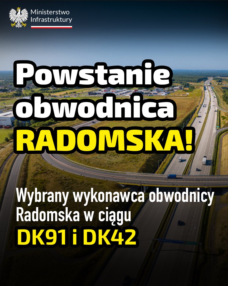 DariuszKlimczak's tweet image. 📢 Obwodnica Radomska coraz bliżej!
🚧 Jedna z kluczowych inwestycji drogowych w łódzkim wkracza w fazę realizacji, wykonawca został już wybrany - jeszcze tego lata zostanie podpisana umowa na budowę nowego odcinka obwodnicy Radomska w ciągu DK91 i DK42!
🛣 Trasa będzie miała…