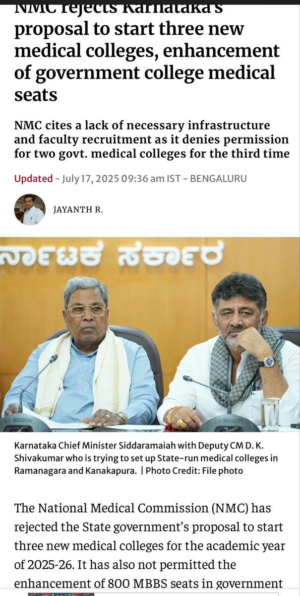This is the exact reason why entire education system should be state owned and driven. Why would centre reject state govt’s interests to create more medical colleges and medical infra in the state for the bright aspiring doctors…? On one side central govt not building any