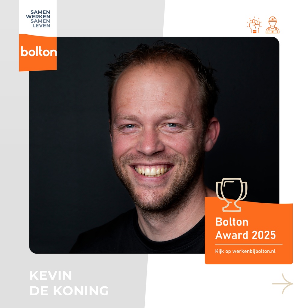 Met trots maken we bekend dat Bolton Award is toegekend aan Kevin De Koning. Van harte gefeliciteerd met deze mooie en welverdiende erkenning door al je collega's bij Bolton! Klasse Kevin!
Ga naar werkenbijbolton.nl voor meer info.

#BoltonAward #Vacatures #WerkenBijBolton