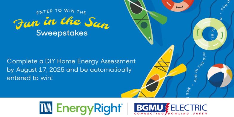 ☀️ Win big with the Fun in the Sun Sweepstakes from TVA EnergyRight!

Take the DIY Home Energy Assessment by Aug. 17 and you’re in!

🎁 Kayak, cooler, beach tote, solar fan &amp; more — or a $600 gift card!

👉EnergyRight.com/fun-in-the-sun…
#Sweepstakes #TVAEnergyRight