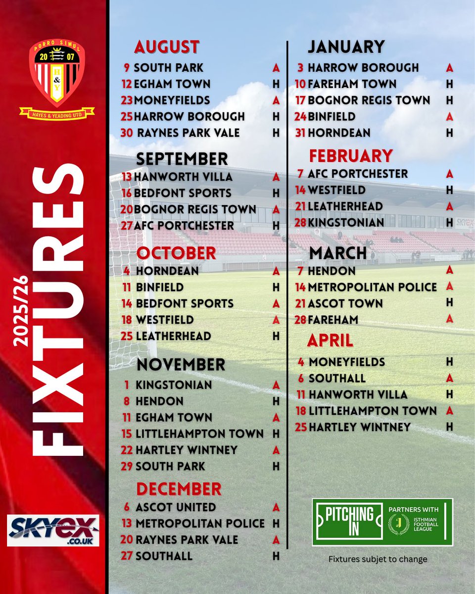 hyufc_official_'s tweet image. 2025/2026 fixtures have been released, here’s how our campaign looks