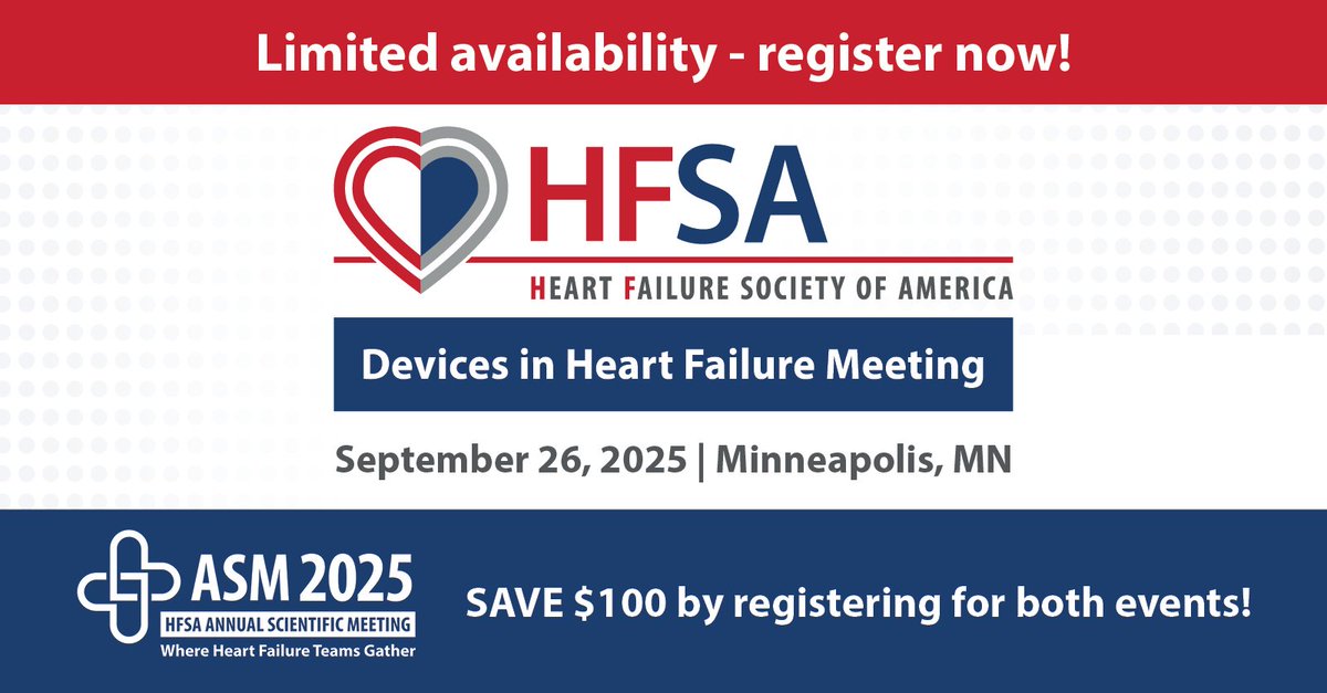 HFSA's tweet image. Explore the Future of Heart Failure Management 🔬
Join us at the HFSA Devices in Heart Failure Meeting to delve into the latest advancements in device therapy and implementation strategies. Discover how cutting-edge technologies are reshaping patient care.
📅 Date: September…