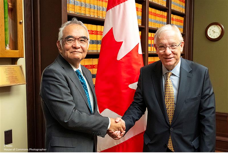 JapaninCanada's tweet image. I was pleased to be able to congratulate Hon. Francis Scarpaleggia @HOCSpeaker on your election as Speaker of the House of Commons in person and enjoyed our discussion about relationship between 🇨🇦 and 🇯🇵 very much! Music and sports bring all together! - Amb. Yamanouchi