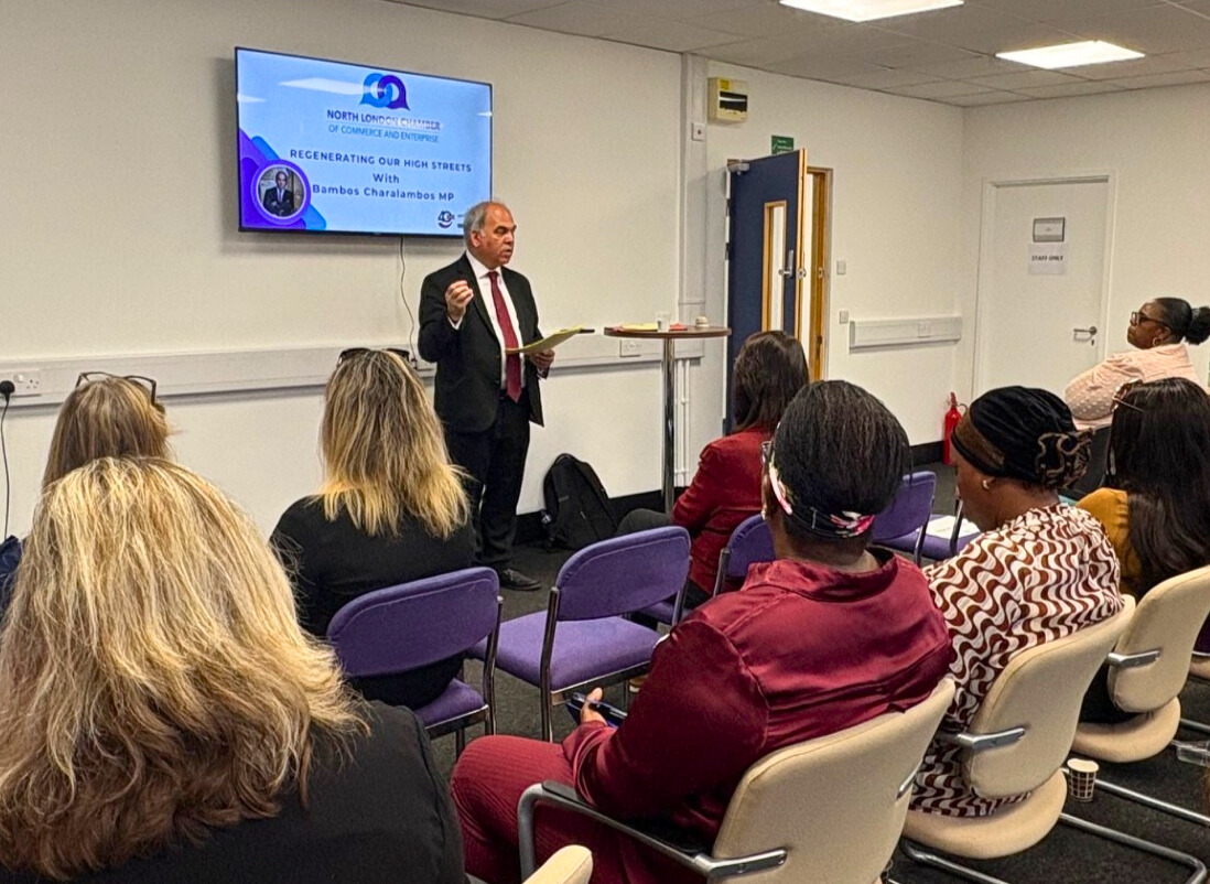 BambosMP's tweet image. I was welcomed as a guest speaker at the North London Chamber of Commerce & Enterprise today.
Great open discussion with members on the opportunities & challenges surrounding my topic, 'Regenerating Our High Streets', which I know is important to many in Southgate & Wood Green.