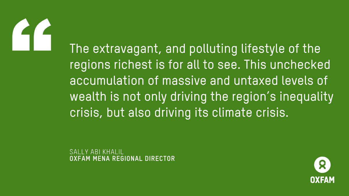 newsfromoxfam's tweet image. PRESS RELEASE: @Oxfam report reveals the richest 1% in MENA emit more than twice as much carbon as the poorest 50%.
👉🏾oxf.am/MENAcarbon
#MakeRichPollutersPay
#TaxTheRich