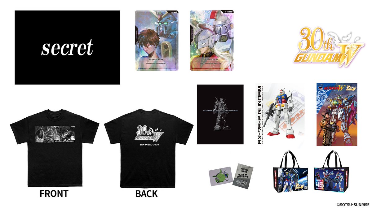 🎁【SDCC入場者プレゼント】
SDCCパネルイベント「GUNDAM Showcase - Featuring 30 Years of Gundam Wing」では入場者に豪華プレゼントを配布予定！

SDCC公式サイト：comic-con.org

 #SDCC2025  #WingGundam