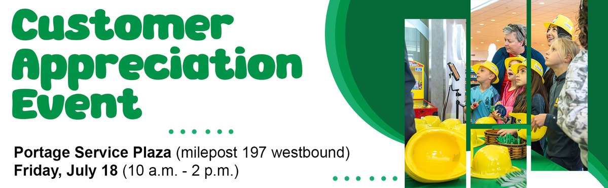 OhioTurnpike's tweet image. You’re invited to attend the Ohio Turnpike’s Customer Appreciation Event at Portage Service Plaza (milepost 197 westbound in Mantua) on Friday, July 18, from 10 a.m. to 2 p.m. 
 
Participating vendors, including Kona Ice, will provide complimentary food and beverage samples.…