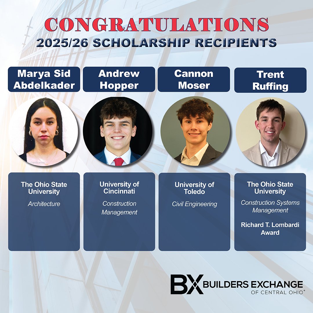 Builders Exchange (@bxofcentralohio) on Twitter photo A record $190,000 has been awarded to 58 students pursuing construction-related degrees for the 2025/26 school year!
<a href="/BXofCentralOhio/">Builders Exchange</a> #BXScholarship @trent_ruffing @osucfaes @theohiostateuniversity <a href="/cannon/">Cannon</a>.moser @utoledo <a href="/FCSDNews/">Fairfield City Schools</a> @fcsdpics <a href="/uofcincy/">University of Cincinnati</a> <a href="/andre/">andre</a>.whopper05 A record $190,000 has been awarded to 58 students pursuing construction-related degrees for the 2025/26 school year!
<a href="/BXofCentralOhio/">Builders Exchange</a> #BXScholarship @trent_ruffing @osucfaes @theohiostateuniversity <a href="/cannon/">Cannon</a>.moser @utoledo <a href="/FCSDNews/">Fairfield City Schools</a> @fcsdpics <a href="/uofcincy/">University of Cincinnati</a> <a href="/andre/">andre</a>.whopper05